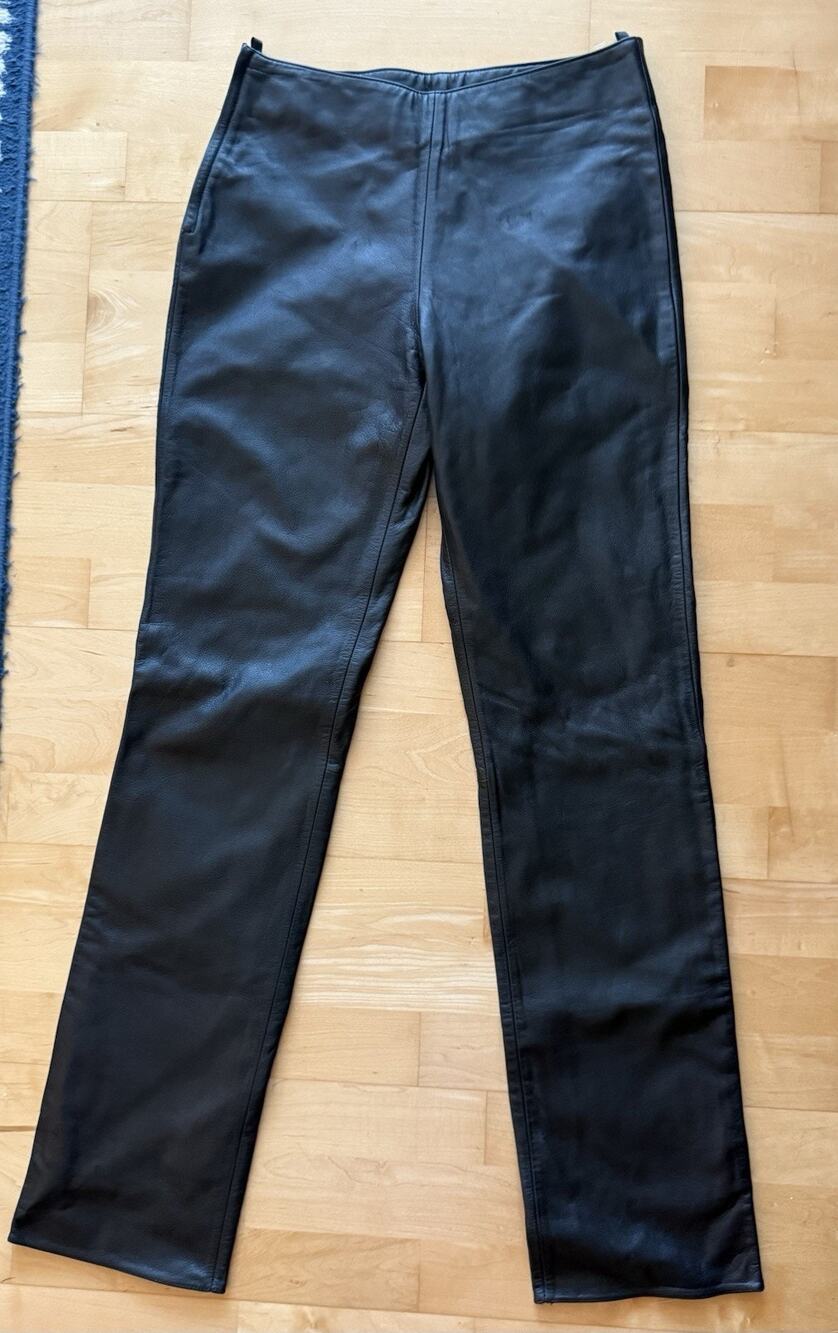 Lucky Leather Black Leather Dress Pants High Waist Straight Leg Side Zip 6